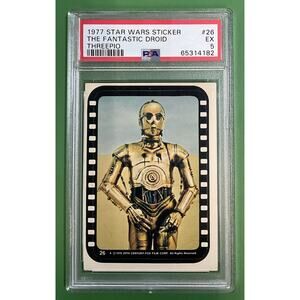 Star Wars 1977 Fantastic Droid Threepio Sticker Card #26 PSA 5 CERT#65314182